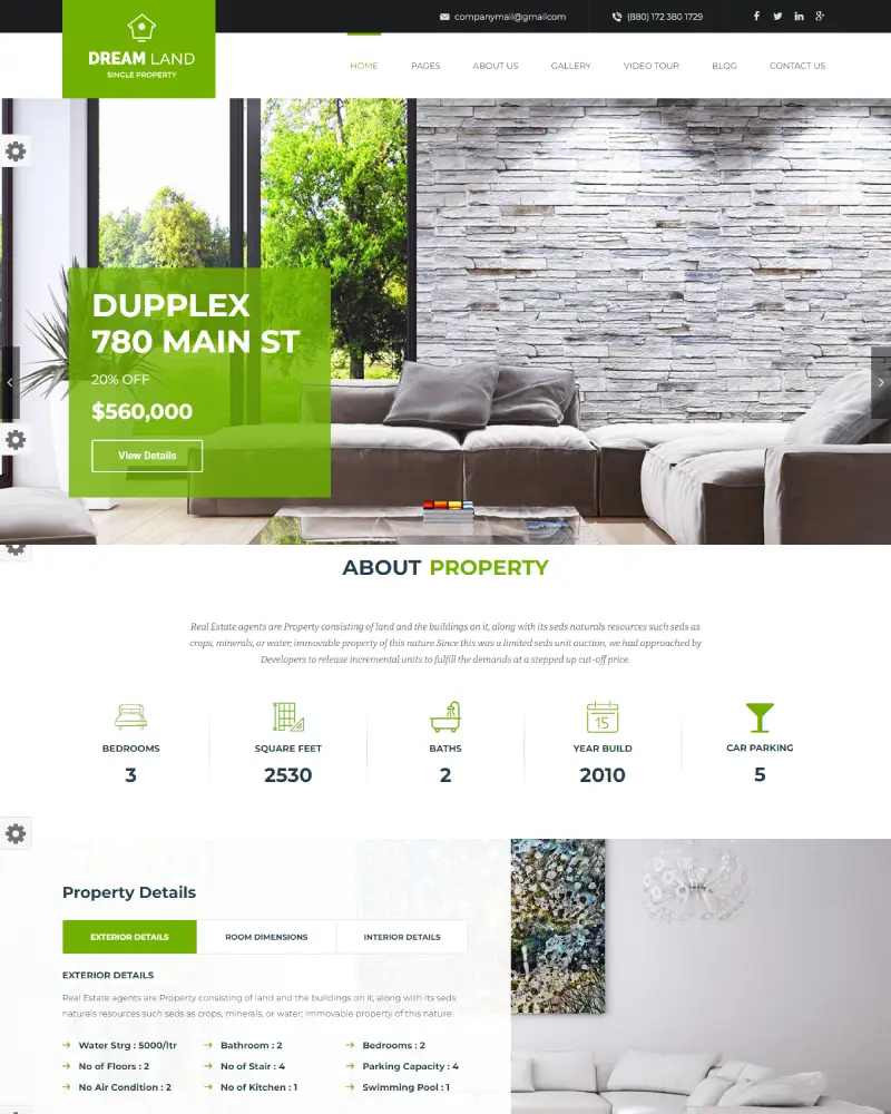 DREAM LAND- Single Property Real Estate WordPress Theme