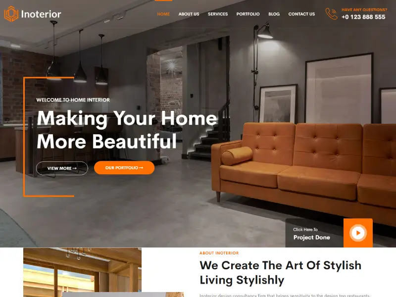 Inoterior - Architecture & Interior Designer WordPress Theme + RTL Interior
