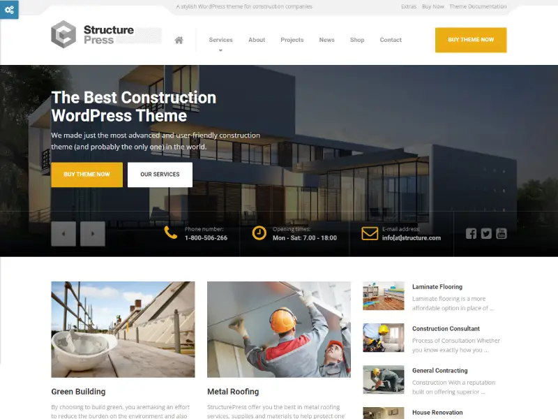 StructurePress - Construction and Architecture WordPress Theme Structure press 1